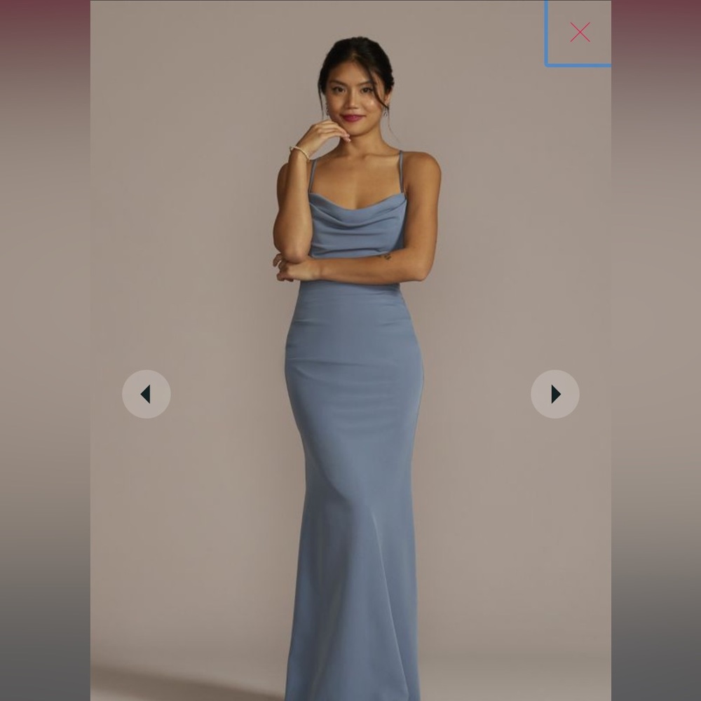 GALINA SIGNATURE stretch crepe cowl neck strappy bridesmaid dress